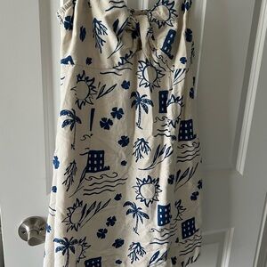 Blue and Cream Patterned Women's Skirt